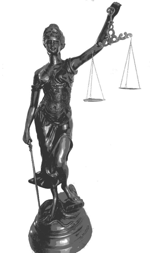 Justitia in Lebensgröße im Museum.